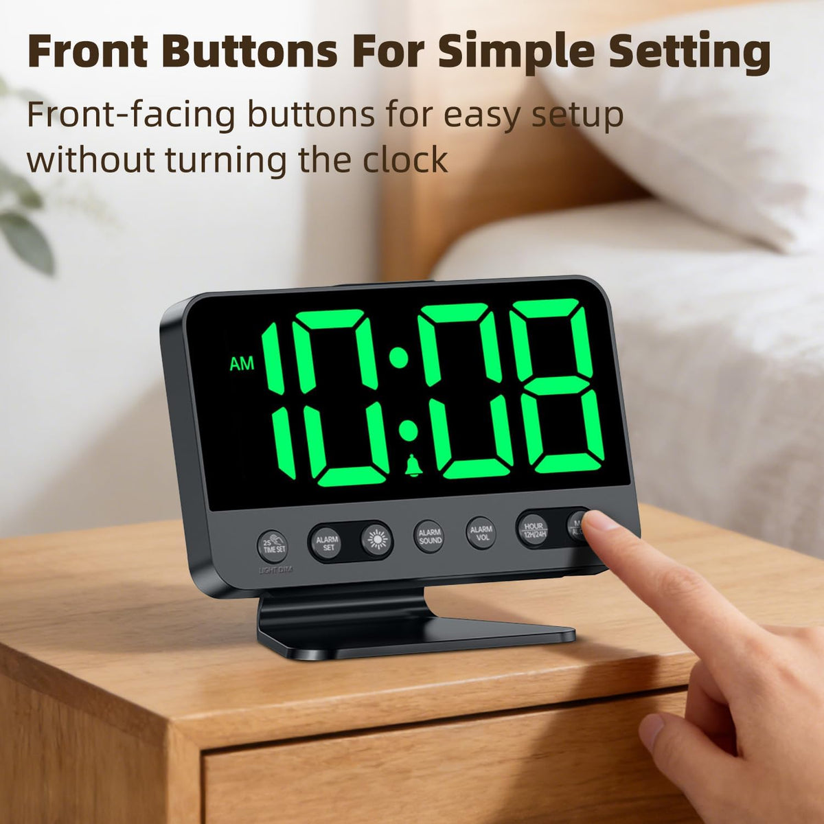 Alarm Clock for Bedroom Bedside: 2-Inch Large Numbers