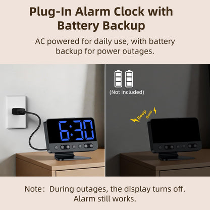Alarm Clock for Bedroom Bedside: 2-Inch Large Numbers