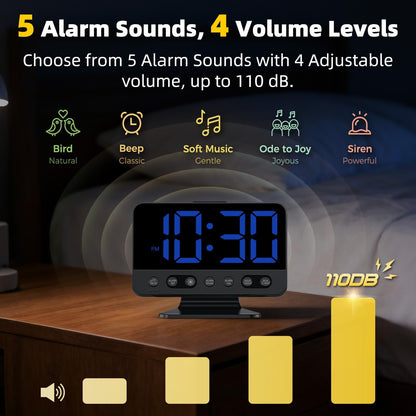 Alarm Clock for Bedroom Bedside: 2-Inch Large Numbers