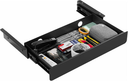 Under Desk Drawer Slide Out Large - Under Table Drawer 17.32" x 9.25", Pull-Out Storage Organizer With Cable Management For Home & Office