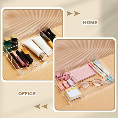Clear Acrylic Drawer Organizer,6 Compartments,Large