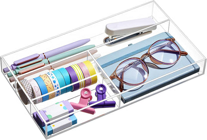 Clear Acrylic Drawer Organizer,6 Compartments,Large