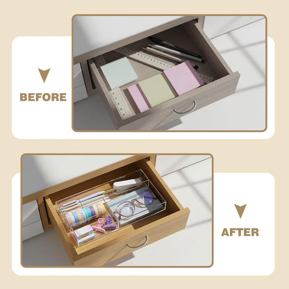 Clear Acrylic Drawer Organizer,6 Compartments,Large