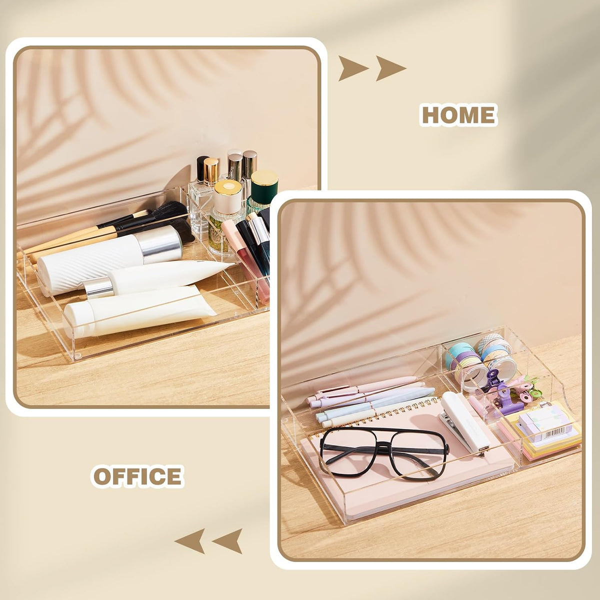 Clear Acrylic Drawer Organizer,6 Compartments,Large