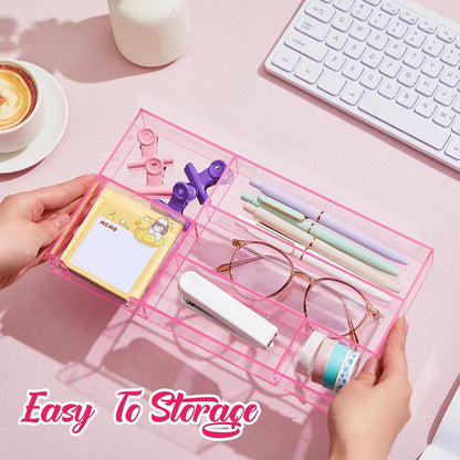 Clear Acrylic Drawer Organizer,6 Compartments,Large