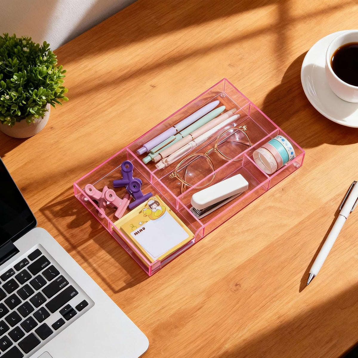 Clear Acrylic Drawer Organizer,6 Compartments,Large