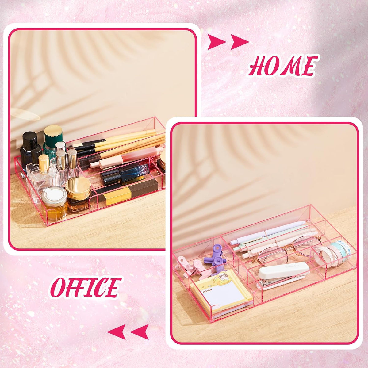 Clear Acrylic Drawer Organizer,6 Compartments,Large