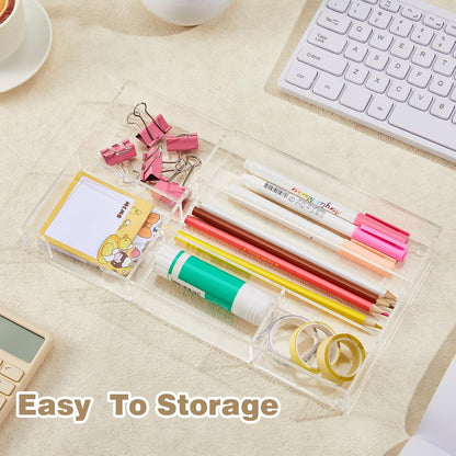 Clear Acrylic Drawer Organizer,6 Compartments,Large