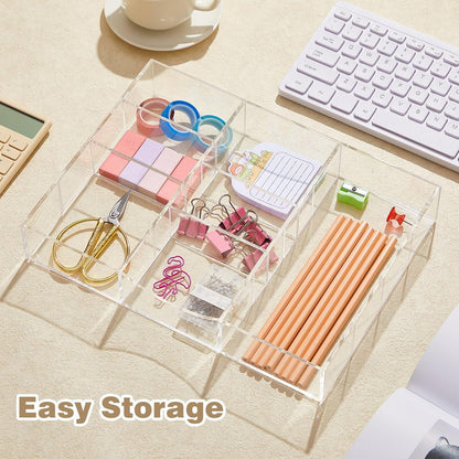 Clear Acrylic Drawer Organizer,6 Compartments,Large