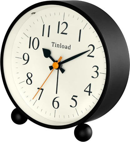 4.5" Vintage Retro Analog Alarm Clock, Super Silent Non Ticking Small Clock with Manual Light, Snooze, Battery Operated, for Living Room, Bedroom, Bedside, Desk(Green)