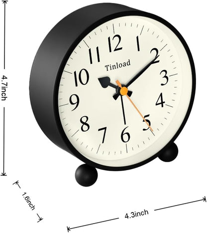 4.5" Vintage Retro Analog Alarm Clock, Super Silent Non Ticking Small Clock with Manual Light, Snooze, Battery Operated, for Living Room, Bedroom, Bedside, Desk(Green)
