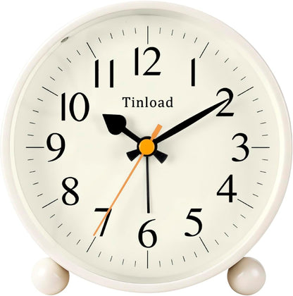 4.5" Vintage Retro Analog Alarm Clock, Super Silent Non Ticking Small Clock with Manual Light, Snooze, Battery Operated, for Living Room, Bedroom, Bedside, Desk(Green)