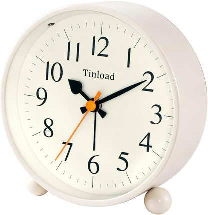 4.5" Vintage Retro Analog Alarm Clock, Super Silent Non Ticking Small Clock with Manual Light, Snooze, Battery Operated, for Living Room, Bedroom, Bedside, Desk(Green)