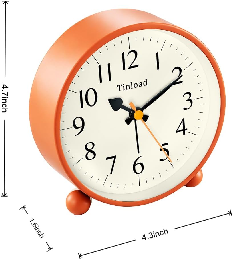 4.5" Vintage Retro Analog Alarm Clock, Super Silent Non Ticking Small Clock with Manual Light, Snooze, Battery Operated, for Living Room, Bedroom, Bedside, Desk(Green)