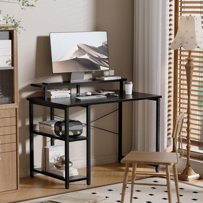 33.5 Inch Small Computer Desk with Monitor Stand and Shelves