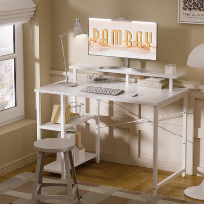 33.5 Inch Small Computer Desk with Monitor Stand and Shelves