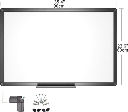Magnetic Dry Erase White Board, 36 X 24 Inches, Black Aluminium Frame
