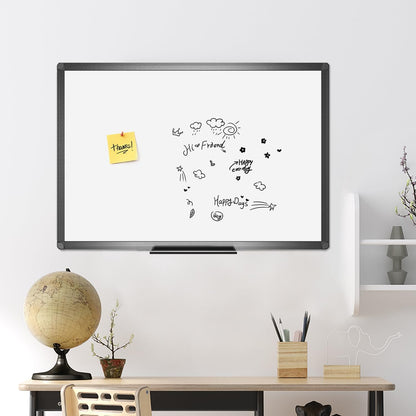 Magnetic Dry Erase White Board, 36 X 24 Inches, Black Aluminium Frame