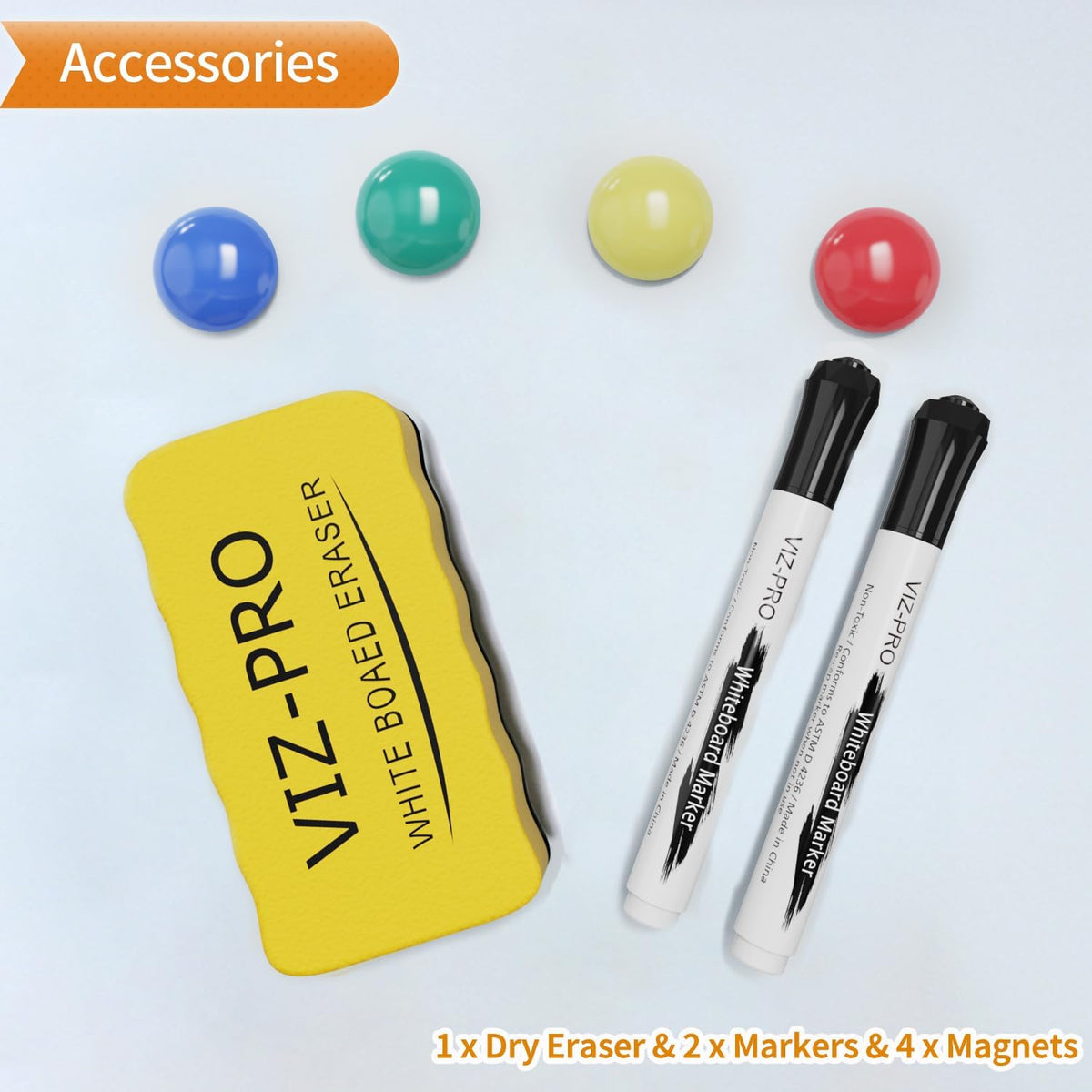 Magnetic Dry Erase White Board, 36 X 24 Inches, Black Aluminium Frame