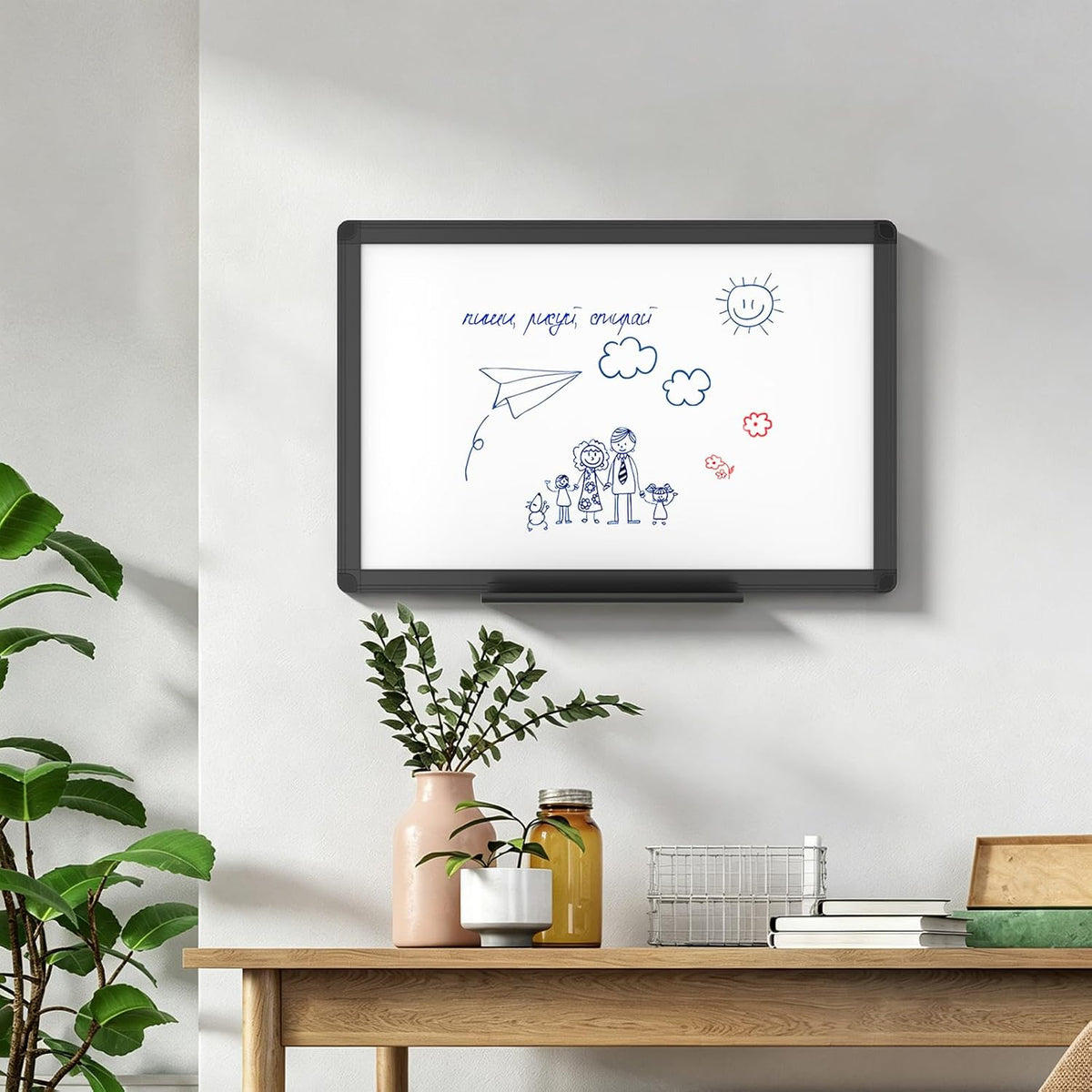 Magnetic Dry Erase White Board, 36 X 24 Inches, Black Aluminium Frame