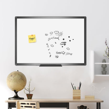 Magnetic Dry Erase White Board, 36 X 24 Inches, Black Aluminium Frame