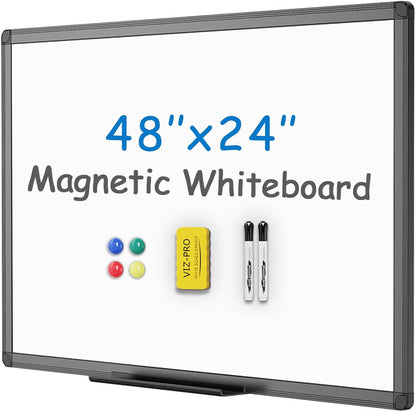 Magnetic Dry Erase White Board, 36 X 24 Inches, Black Aluminium Frame