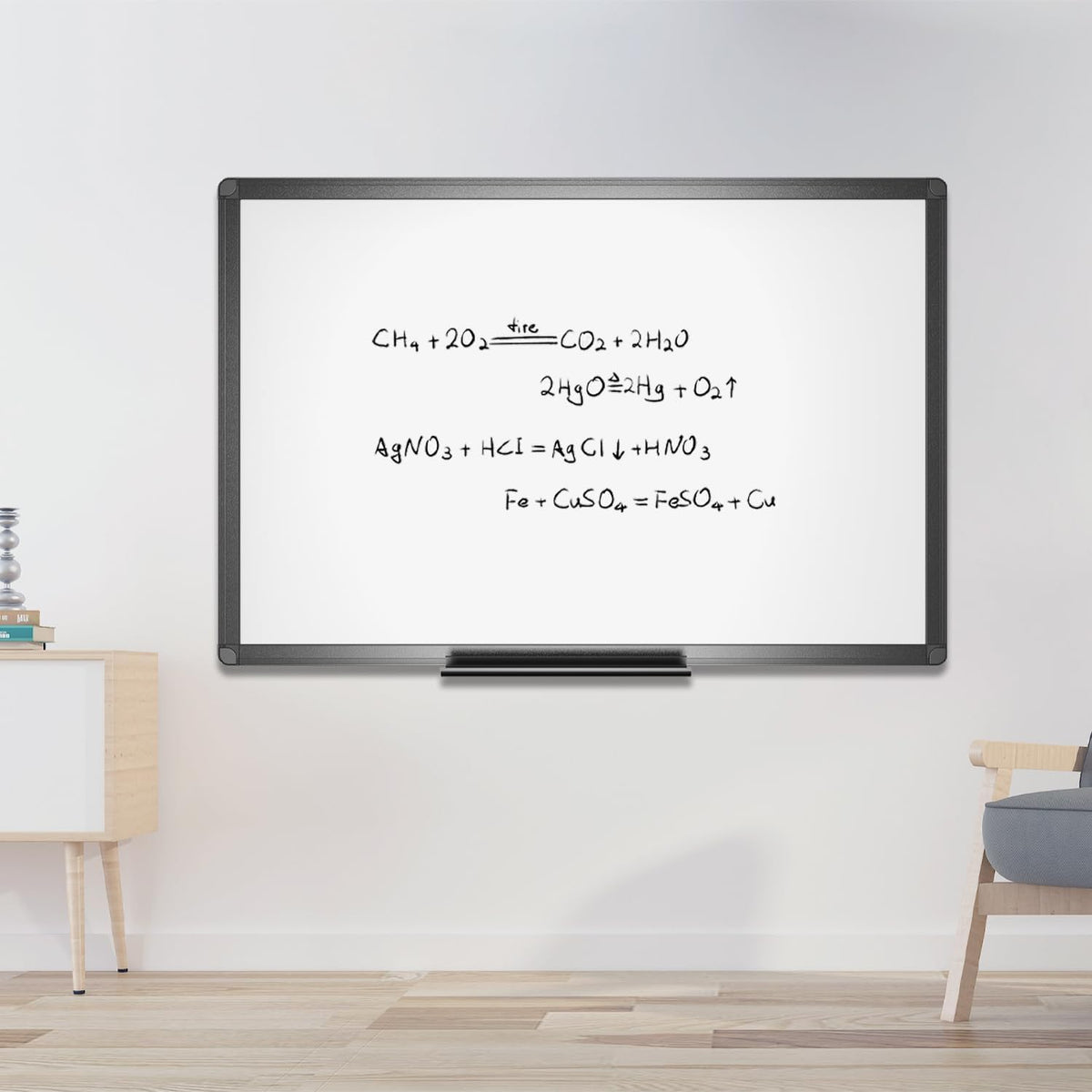 Magnetic Dry Erase White Board, 36 X 24 Inches, Black Aluminium Frame