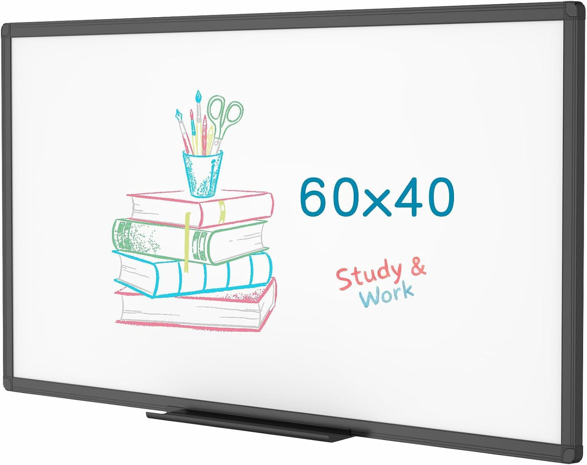 Magnetic Dry Erase White Board, 36 X 24 Inches, Black Aluminium Frame