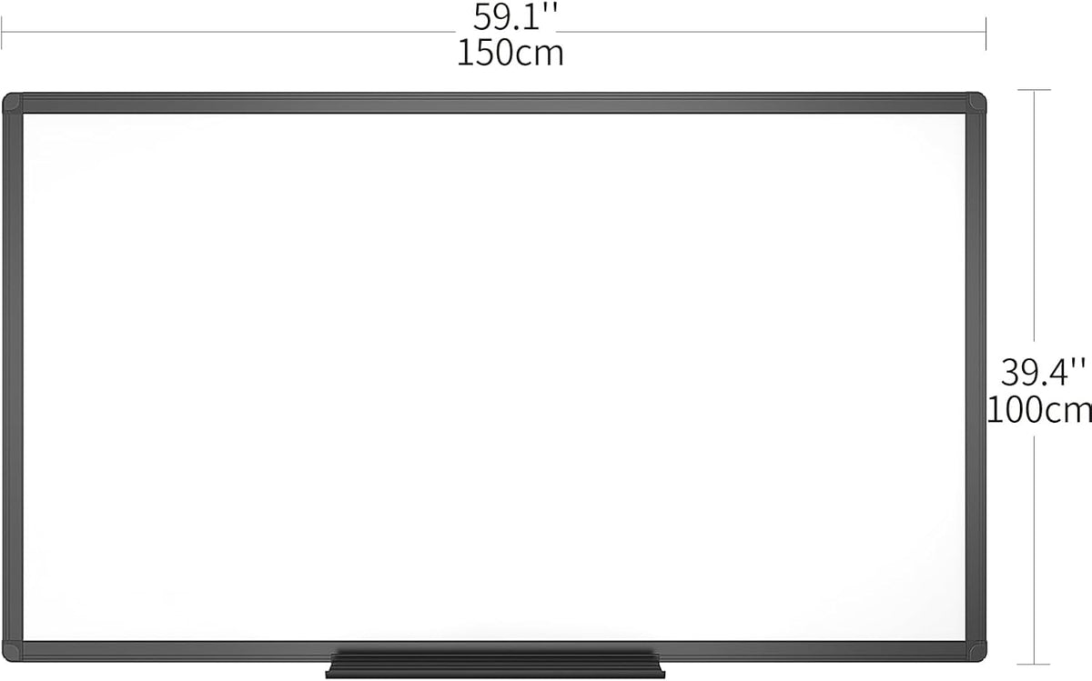 Magnetic Dry Erase White Board, 36 X 24 Inches, Black Aluminium Frame