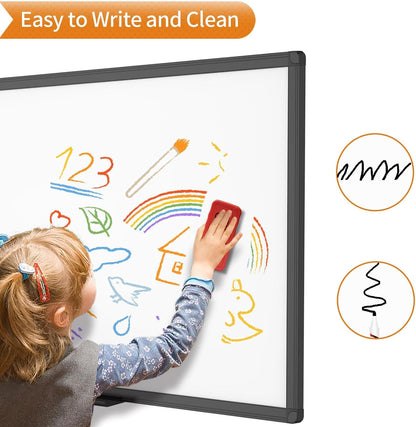 Magnetic Dry Erase White Board, 36 X 24 Inches, Black Aluminium Frame
