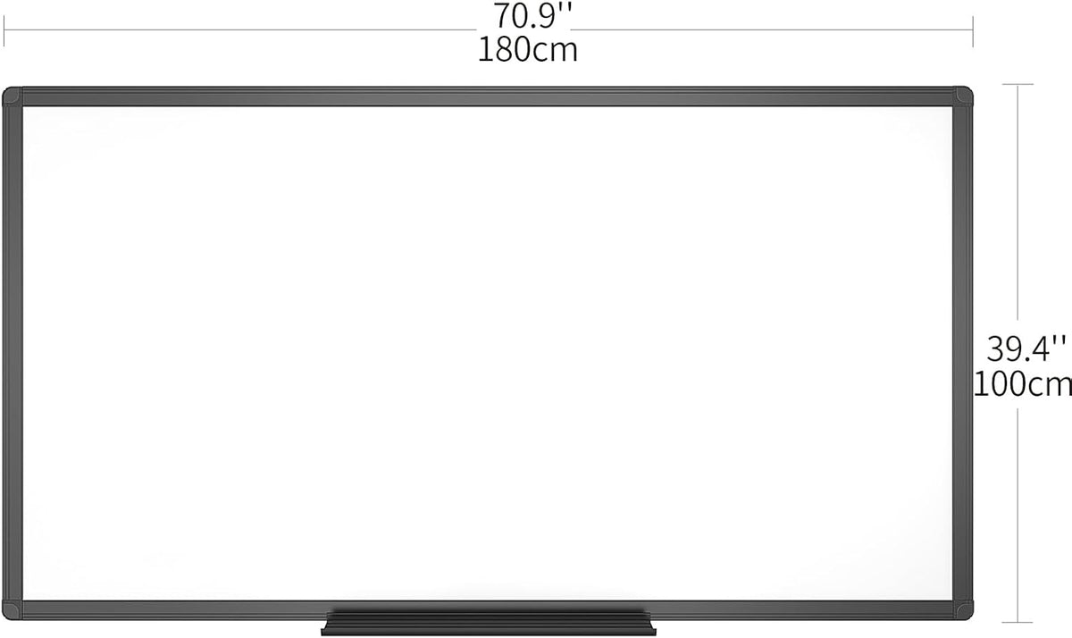 Magnetic Dry Erase White Board, 36 X 24 Inches, Black Aluminium Frame