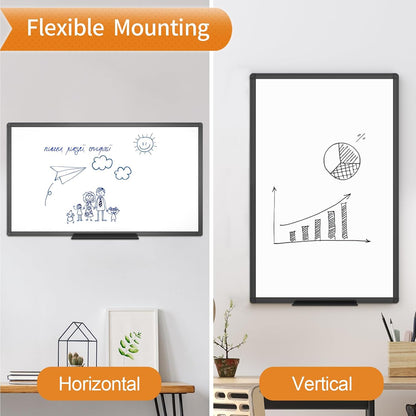 Magnetic Dry Erase White Board, 36 X 24 Inches, Black Aluminium Frame