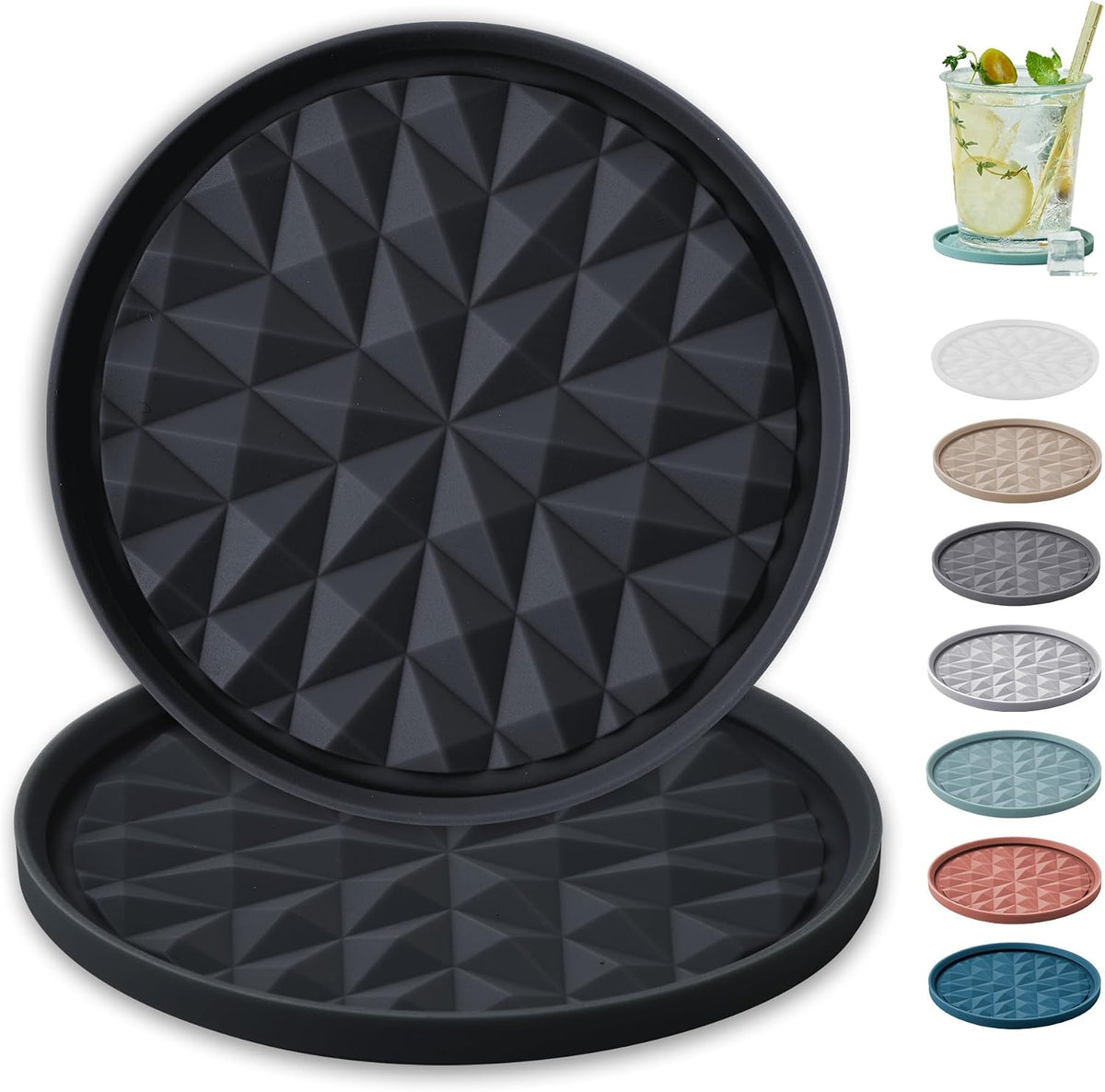 Silicone Drink Coasters Set of 2, Coaster for Desk Office
