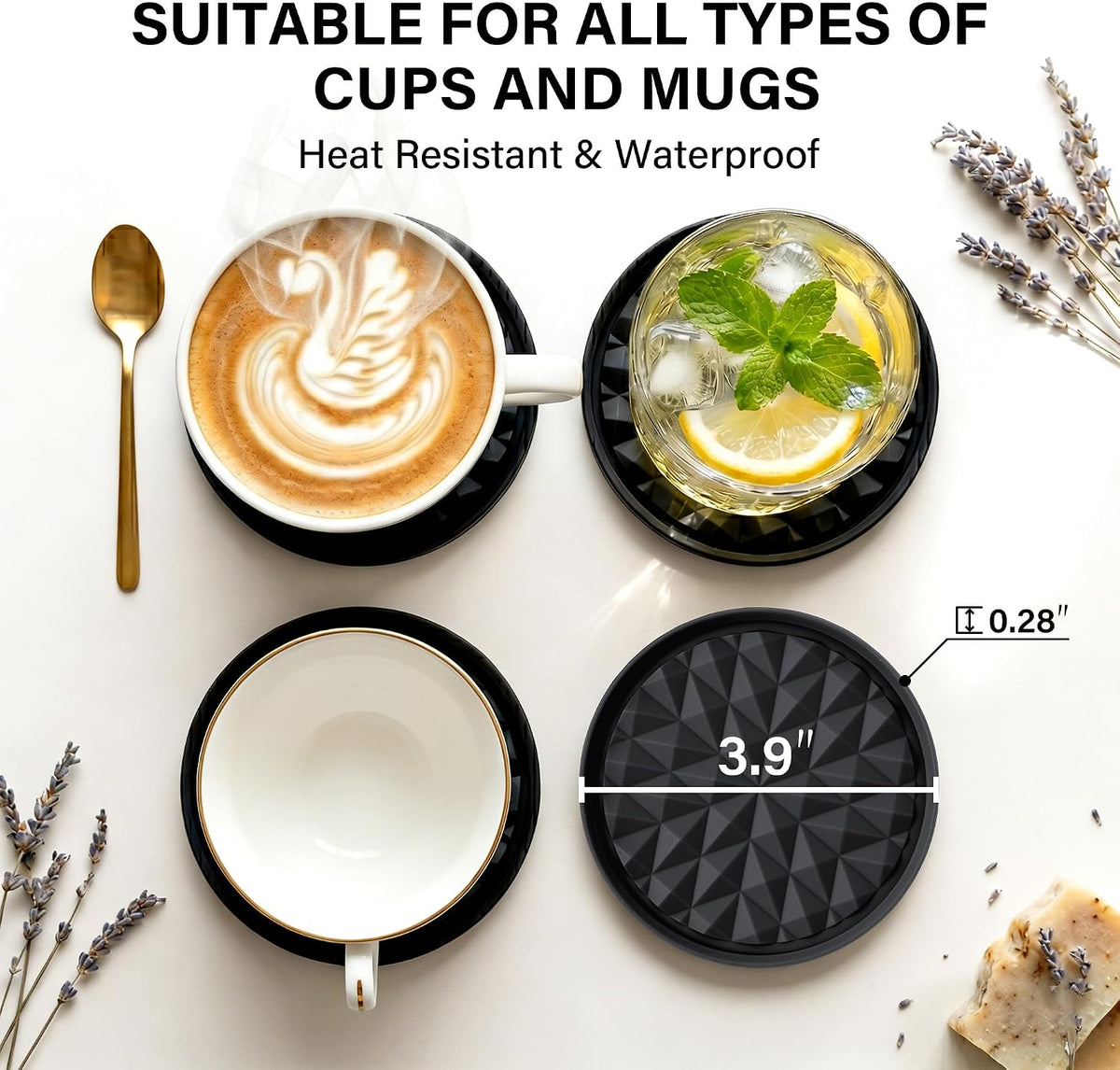 Silicone Drink Coasters Set of 2, Coaster for Desk Office