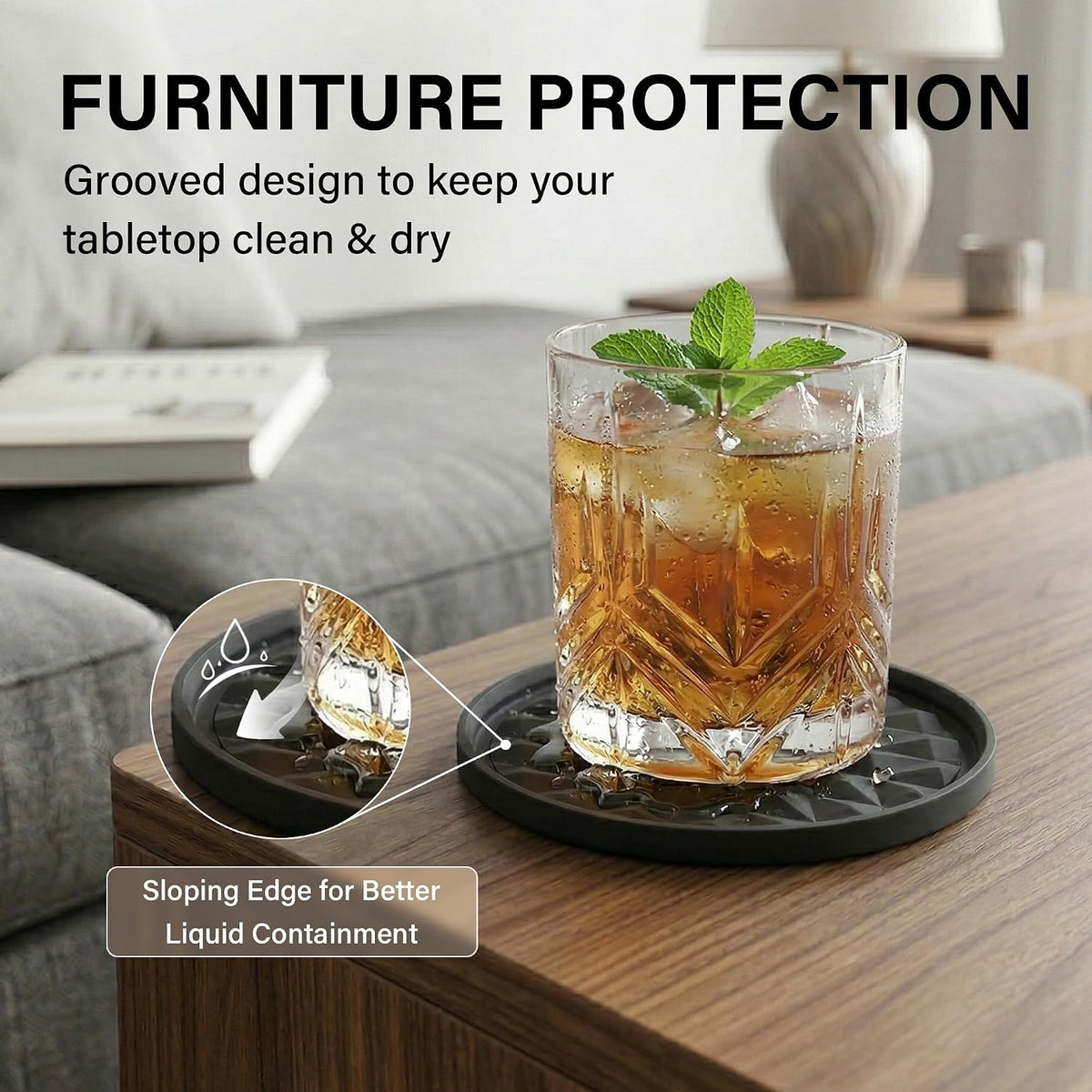 Silicone Drink Coasters Set of 2, Coaster for Desk Office