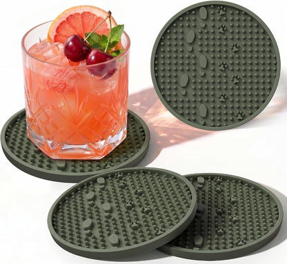 Silicone Drink Coasters Set of 2, Coaster for Desk Office