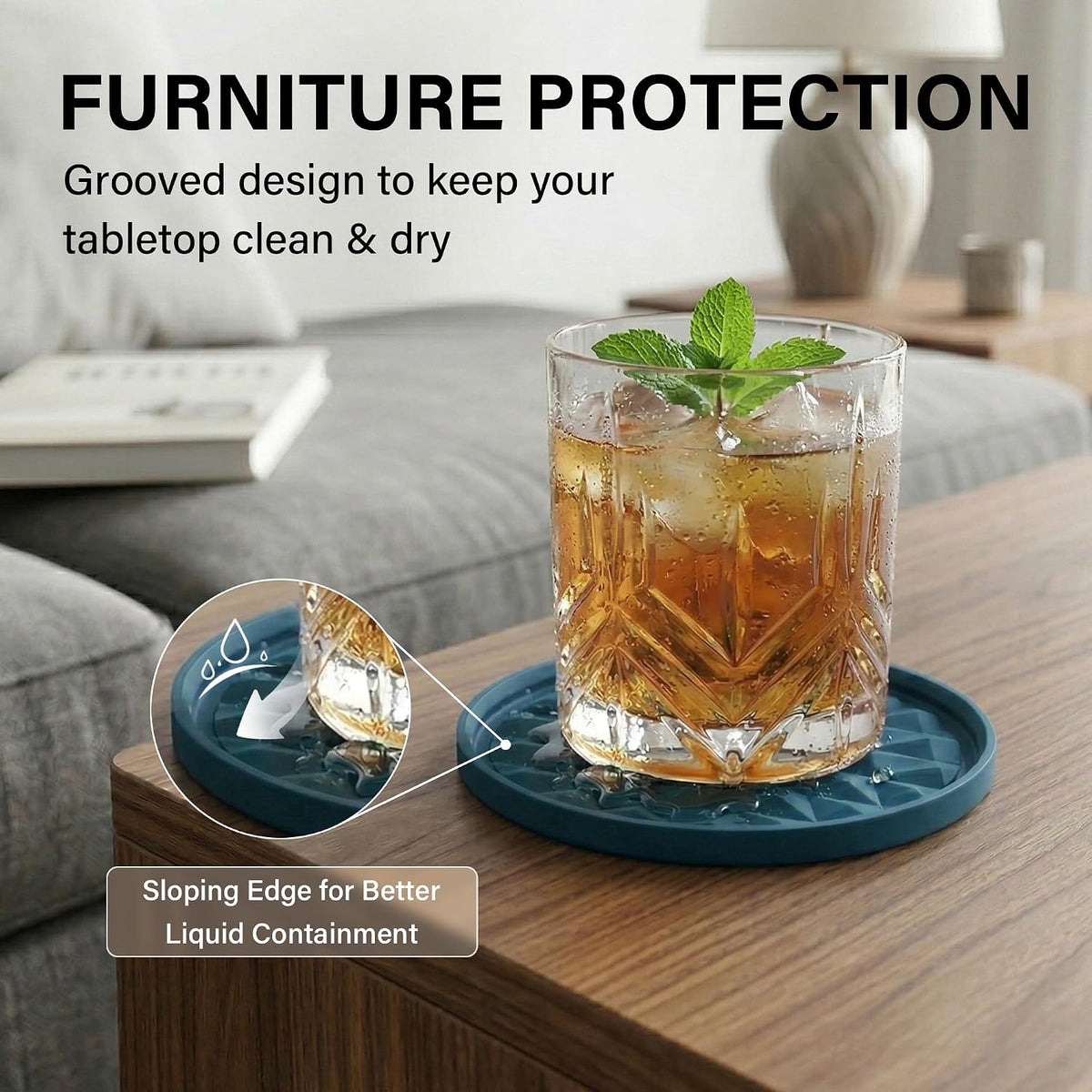 Silicone Drink Coasters Set of 2, Coaster for Desk Office