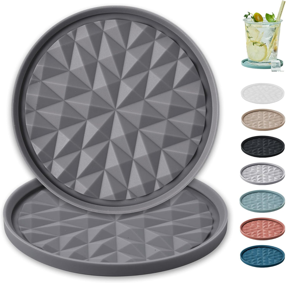Silicone Drink Coasters Set of 2, Coaster for Desk Office