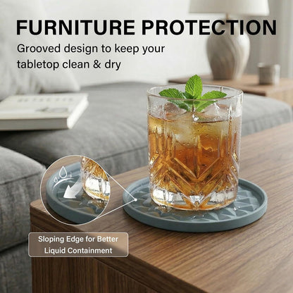 Silicone Drink Coasters Set of 2, Coaster for Desk Office