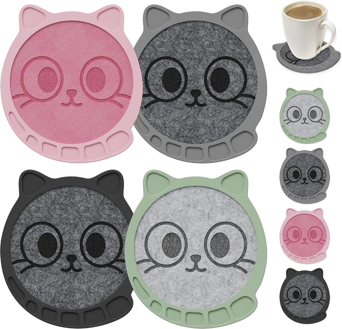 Silicone Drink Coasters Set of 2, Coaster for Desk Office