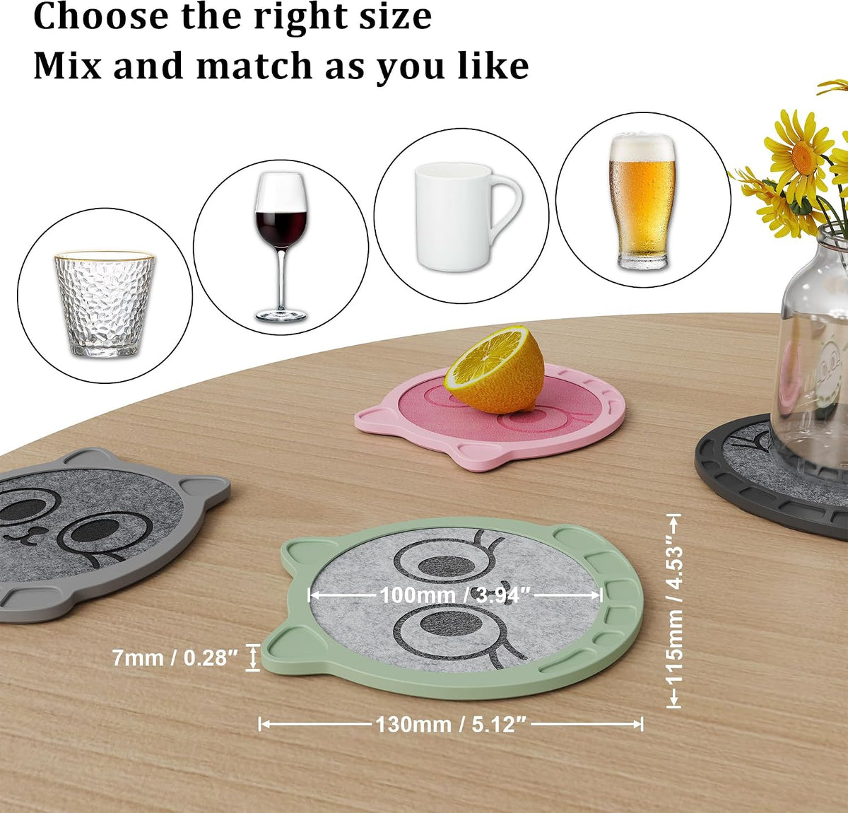 Silicone Drink Coasters Set of 2, Coaster for Desk Office