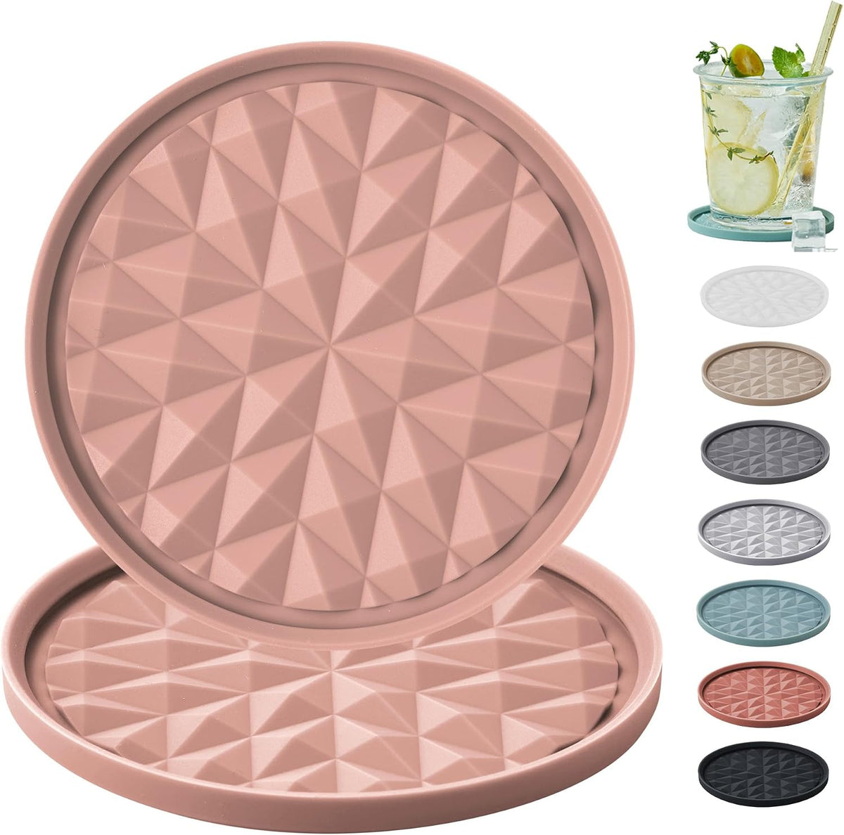 Silicone Drink Coasters Set of 2, Coaster for Desk Office
