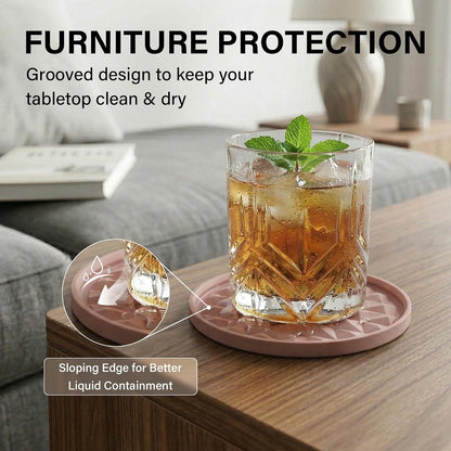 Silicone Drink Coasters Set of 2, Coaster for Desk Office