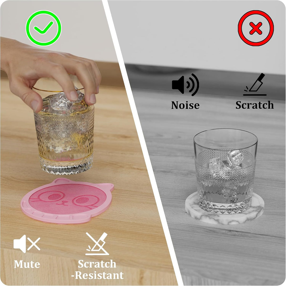 Silicone Drink Coasters Set of 2, Coaster for Desk Office