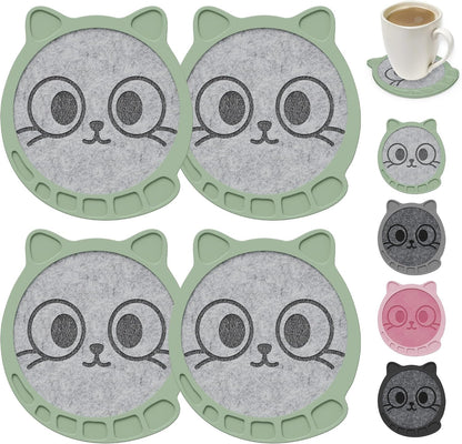 Silicone Drink Coasters Set of 2, Coaster for Desk Office