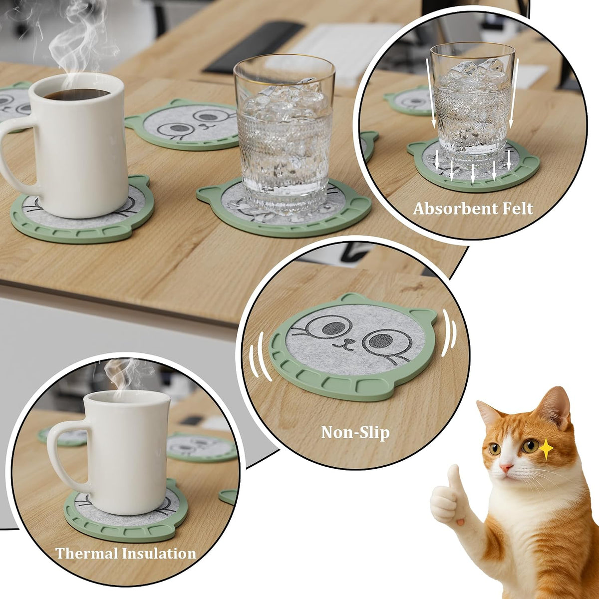 Silicone Drink Coasters Set of 2, Coaster for Desk Office