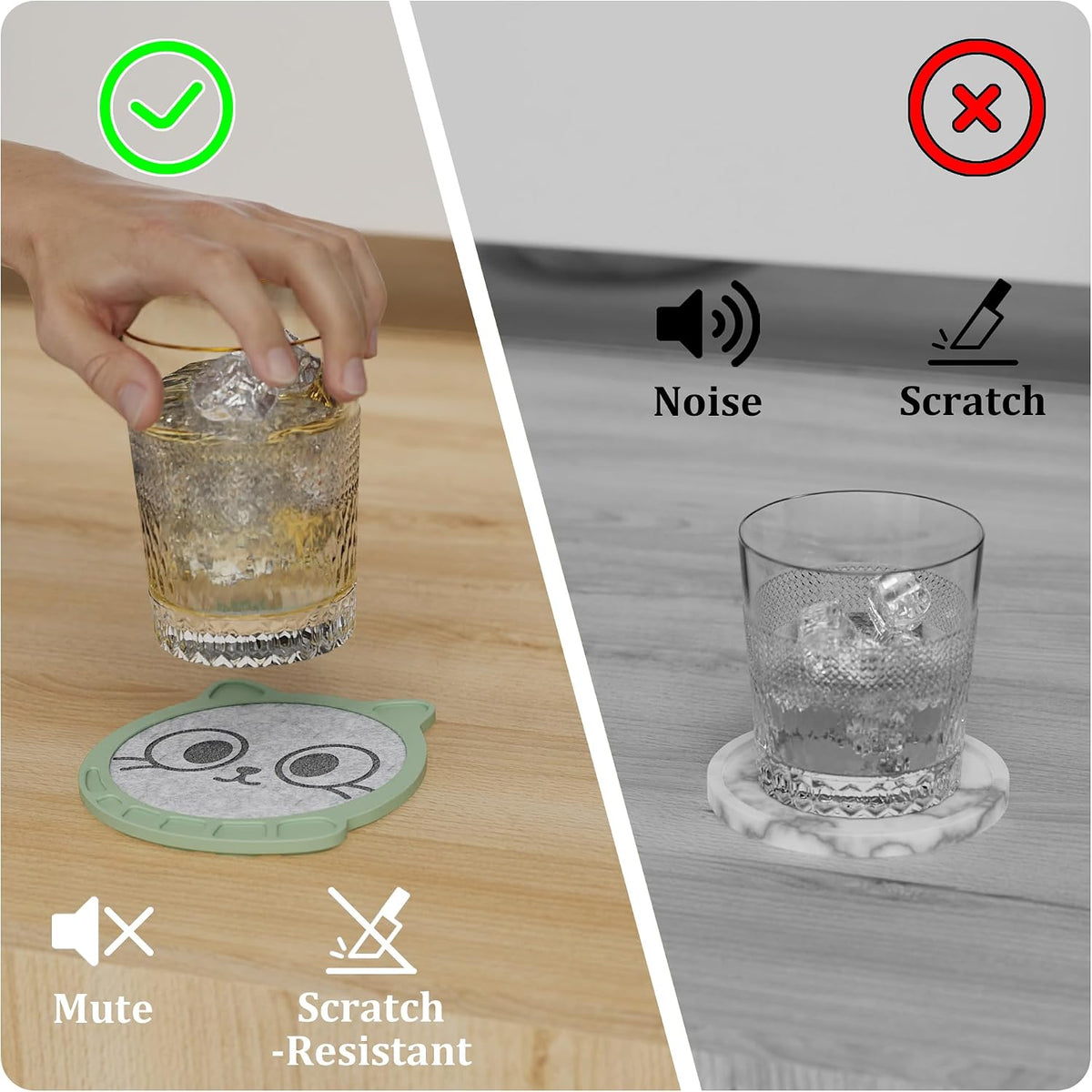 Silicone Drink Coasters Set of 2, Coaster for Desk Office