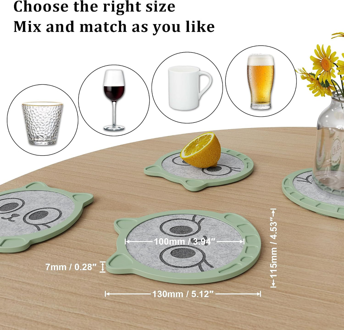 Silicone Drink Coasters Set of 2, Coaster for Desk Office