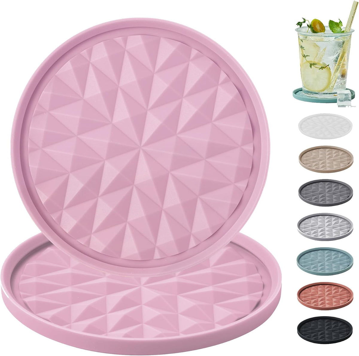 Silicone Drink Coasters Set of 2, Coaster for Desk Office