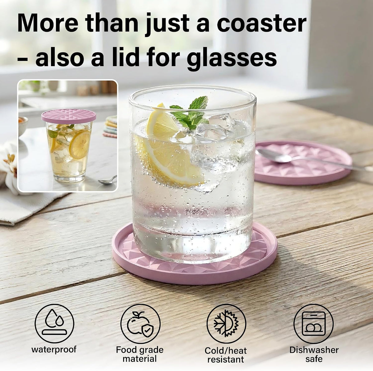 Silicone Drink Coasters Set of 2, Coaster for Desk Office